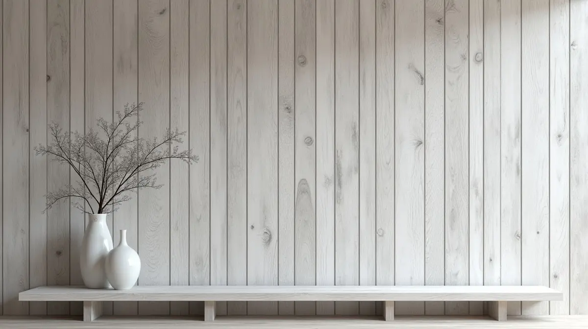 akzentwand aus grauen holzpaneelen im rustikalen wohnzimmer design